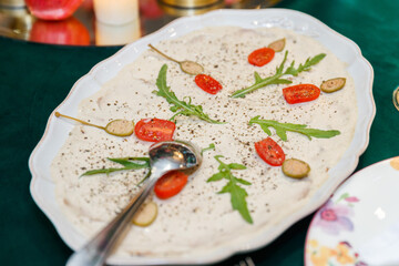 snacks in the restaurant. Expensive restaurant 2021