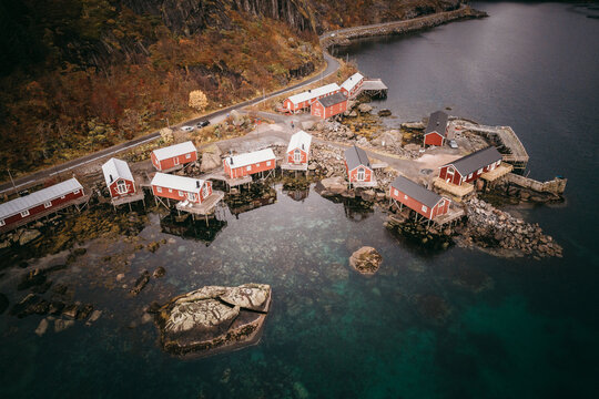 cabins and surroundings of Nusfjord, typical Norwegian village
