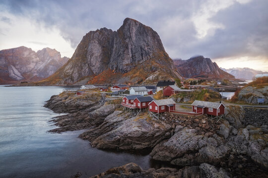 palatial houses typical of the lofoten islands