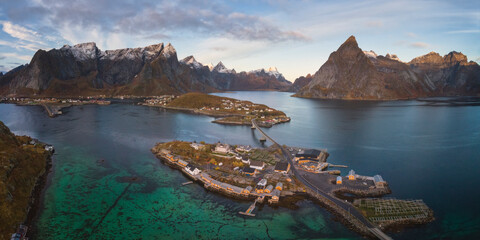 panoramic view of the mountains and islands around lofoten