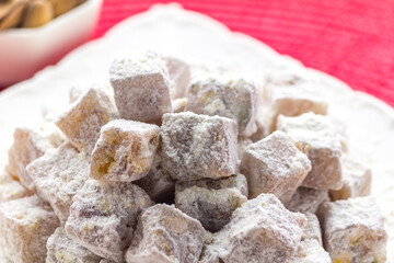 Traditional Turkish Delight. Clean background, traditional presentation.