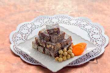 Traditional Turkish Delight. Clean background, traditional presentation.