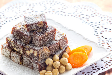 Traditional Turkish Delight. Clean background, traditional presentation.