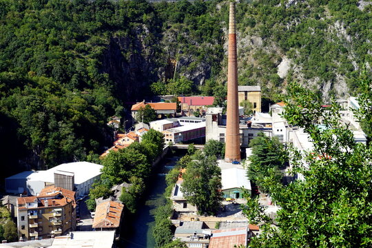 A view of the old abandoned industrial heritage, the old paper processing factory Hartera in the Croatian town of Rijeka