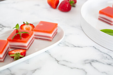 Strawberry Gelatin Squares 