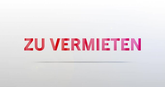 Zu vermieten. Partikel Logo. Text Animation. Rotes Wort auf grauem Hintergrund. Hochwertiges Intro