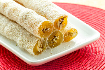 Traditional Turkish Delight. Clean background, traditional presentation.