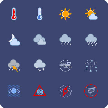 Weather icon set for forecast and alerts