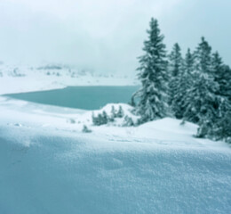 winter background of snow and mountains 