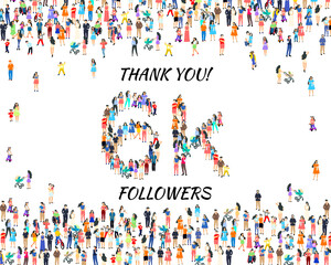 Thank you followers peoples, 6k online social group, happy banner celebrate, Vector