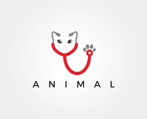 Foto auf Acrylglas Tierärzte minimale Veterinärlogoschablone - Vektorillustration