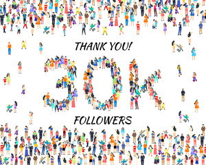 Thank you followers peoples, 30k online social group, happy banner celebrate, Vector