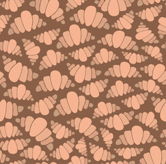 Pattern with tasty fresh crunchy croissants. Bakery concept. Background for design menu café, bistro, restaurant, label and packaging.