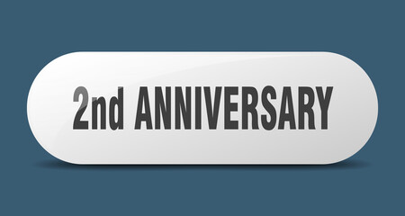 2nd anniversary button. sticker. banner. rounded glass sign