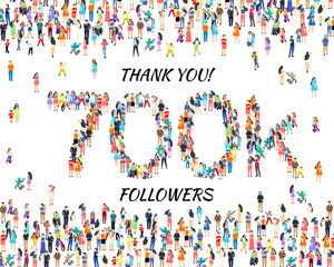 Thank you followers peoples, 700k online social group, happy banner celebrate, Vector