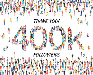 Thank you followers peoples, 400k online social group, happy banner celebrate, Vector