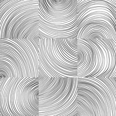 Vector seamless pattern. Black curved lines on white background. Graphic texture.
