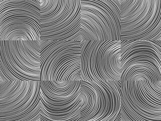 Vector seamless pattern. White curved lines on black background. Black and white graphic texture.