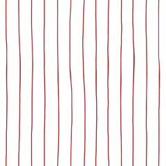 Vector seamless pattern with red vertical lines on white background. Texture for fabric, wrapping paper.
