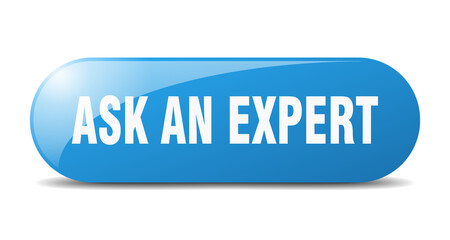ask an expert button. sticker. banner. rounded glass sign