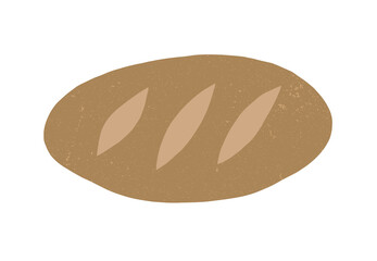 Vector illustration of a loaf of bread. Menu decoration. Textured food illustration.

