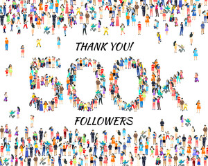Thank you followers peoples, 500k online social group, happy banner celebrate, Vector