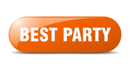 best party button. sticker. banner. rounded glass sign