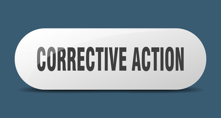 corrective action button. sticker. banner. rounded glass sign
