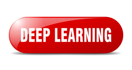 deep learning button. sticker. banner. rounded glass sign