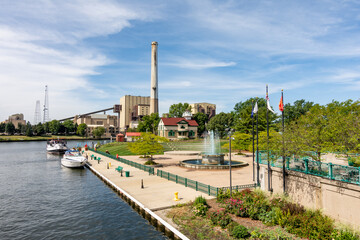 Michigan City harbor on a beautiful late summer morning.  Michigan City, Indiana.