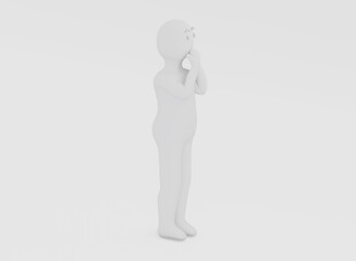 surprised alarmed person, OMG expression, scared man, 3d render