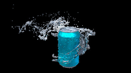 Clear water flows from an open iron can.