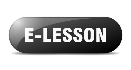 e-lesson button. sticker. banner. rounded glass sign