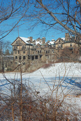 Abandoned mansion in the snow