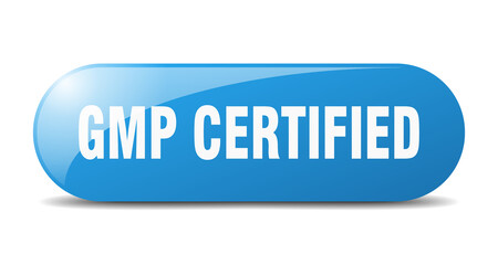 gmp certified button. sticker. banner. rounded glass sign