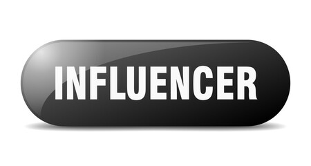 influencer button. sticker. banner. rounded glass sign