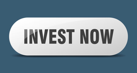 invest now button. sticker. banner. rounded glass sign