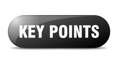 key points button. sticker. banner. rounded glass sign