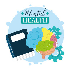 mental health day, colored brain treatment reading book