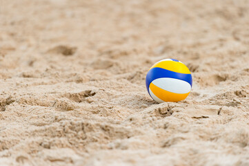 Beach Volleyball. Game ball on beach sand. Team sport concept