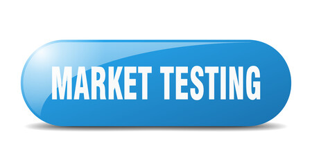 market testing button. sticker. banner. rounded glass sign