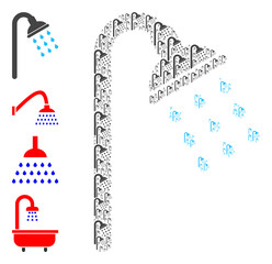 Vector shower stream collage is organized of scattered recursive shower stream elements. Recursive collage of shower stream. Some other icons are present in this vector.