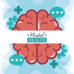 mental health day, human brain speech bubbles activity, psychology medical treatment