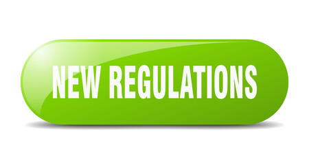 new regulations button. sticker. banner. rounded glass sign