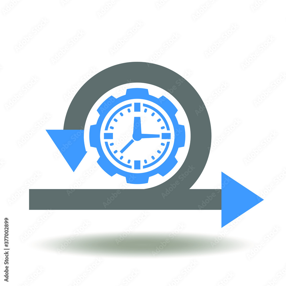 Poster agile development methodology conceptual logo. cycle scrum arrows gear clock icon vector. agility bu