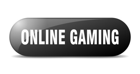 online gaming button. sticker. banner. rounded glass sign