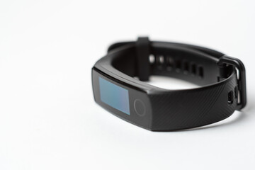 fitness bracelet on white background