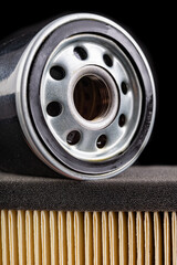 Oil and air filter for passenger car. Consumables for internal combustion engines.