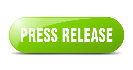 press release button. sticker. banner. rounded glass sign