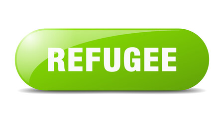 refugee button. sticker. banner. rounded glass sign